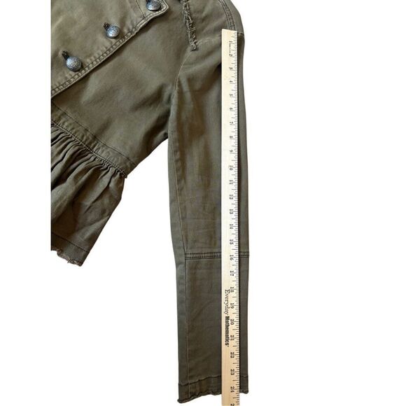 Free People Ruffle Hem Military Jacket Olive Green size S - Picture 9 of 15